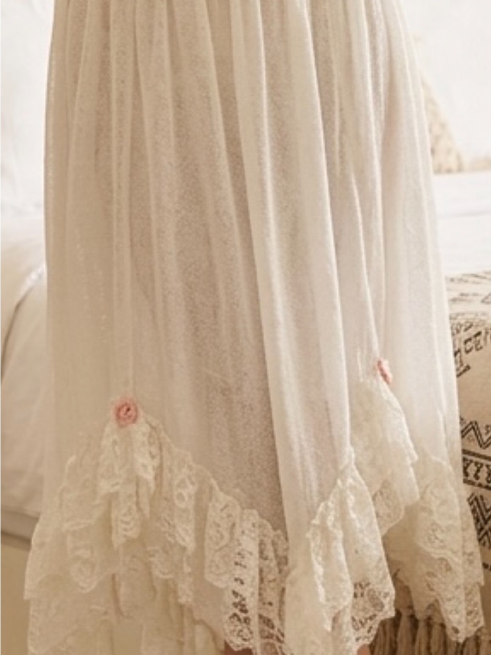NWT! Free People Jocelyn Maxi Corset Top Pink Ribbon Flowers Ruffles Sheer ~ M - Picture 5 of 8
